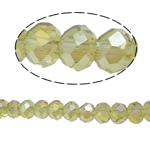 Rondelle-Krystal-Perler, Krystal, efterligning CRYSTALLIZED™ krystaller, Lime, 4x6mm, Hole:Ca. 1mm, Længde Ca. 17.5 inch, 10Strands/Bag, Ca. 100pc'er/Strand, Solgt af Bag
