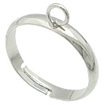 Messing Loop Ring Base, platinum plated, verstelbaar, lood en cadmium vrij, 3mm, Gat:Ca 1mm, Maat:7, 500pC's/Bag, Verkocht door Bag