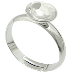 Messing Bezel Ring Base, platinum plated, verstelbaar, lood en cadmium vrij, 8x8mm, Maat:7, 400pC's/Bag, Verkocht door Bag