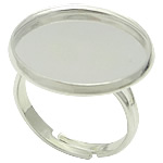 Brass Ring ring Base, Mässing, silver pläterad, justerbar, leda & kadmiumfri, 20x20mm, 18x18mm, Innerdiameter:Ca 18mm, Storlek:7, 200PC/Bag, Säljs av Bag