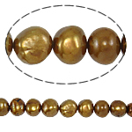 Bulvių išauginti gėlavandenių perlų karoliukai, Gėlo vandens perlų, Bulvė, natūralus, auksas, Įvertinimas, 9-10mm, Skylė:Apytiksliai 0.8mm, Parduota už 15 Inch Strand