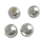 Perles bijoux en laiton, Rond, Placage de couleur argentée, lisse, sans plomb et cadmium, 4mm, Trou:Environ 1.5mm, 10000PC/sac, Vendu par sac