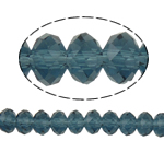 Rondelle-Krystal-Perler, Krystal, efterligning CRYSTALLIZED™ krystaller, Montana, 6x4mm, Hole:Ca. 1mm, Længde Ca. 18 inch, 10Strands/Bag, Ca. 100pc'er/Strand, Solgt af Bag