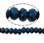 Rondelle-Krystal-Perler, Krystal, efterligning CRYSTALLIZED™ krystaller, Mørk Violet, 4x3mm, Hole:Ca. 1mm, Længde Ca. 19 inch, 10Strands/Bag, Ca. 100pc'er/Strand, Solgt af Bag