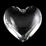 Colgantes de Cristal, Corazón Aplanada, Cristal, 43x15mm, agujero:aproximado 2mm, Vendido por UD