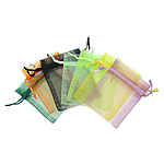 organza sac, rectangle, translucide, couleurs mélangées, 160x230mm, 500PC/sac, Vendu par sac