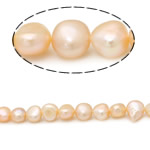 Brambor pěstované sladkovodní perle, Sladkovodní Pearl, přírodní, růžový, Grade AA, 9-10mm, Otvor:Cca 0.8mm, Prodáno za 15 inch Strand