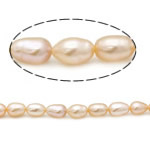 Riso coltivato in perla d'acqua dolce, perla d'acquadolce coltivata naturalmente, naturale, rosa, grado A, 5mm, Foro:Appross. 0.8mm, Venduto per 15 pollice filo