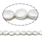 Cultured Coin Freshwater Pearl Beads white Grade AAA 14mm Approx 0.8mm Sold Per 15 Inch Strand