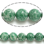 Grüner Tupfen Stein Perlen, grüner Punkt Stein, rund, natürlich, 10mm, Bohrung:ca. 1mm, Länge ca. 15 ZollInch, 10SträngeStrang/Menge, ca. 37PCs/Strang, verkauft von Menge