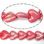 Pearlized Porculanske perle, Porculan, Srce, crven, 20-21x17-18x9-10mm, Rupa:Približno 2.5mm, 200računala/Torba, Prodano By Torba