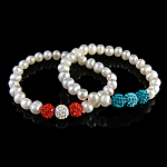 Freshwater Cultured Pearl Bracelet Freshwater Pearl with Polymer Clay & Rhinestone mixed colors 8mm 7-9mm Length 7 Inch Sold By Bag