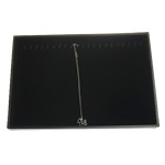 Velveteen Halskæde Display, med Læder & Pap, Rektangel, sort, 353x243x32mm, 5PC/Lot, Solgt af Lot