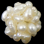 Ball Cluster Tenyésztett gyöngy Gyöngyök, Édesvízi gyöngy, Kerek, fehér, 15mm, Által értékesített PC