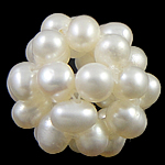 Koraliki z hodowlanych pereł w kształcie piłki, Perła naturalna słodkowodna, Koło, biały, 15-20mm, sprzedane przez PC
