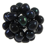 Ball Cluster Tenyésztett gyöngy Gyöngyök, Édesvízi gyöngy, Kerek, fekete, 15-20mm, Által értékesített PC
