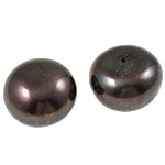 Pola bušenih Kulturan Slatkovodni Pearl perle, Krug, prirodan, crn, ocjena AA, 13-14mm, Rupa:Približno 0.8mm, Prodano By par
