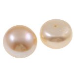 Metà forato coltivate in acqua dolce Perla, perla d'acquadolce coltivata naturalmente, Cerchio, naturale, mezzo foro, rosa chiaro, Grade AA, 13-14mm, Foro:Appross. 0.8mm, Venduto da coppia