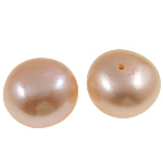 Metà forato coltivate in acqua dolce Perla, perla d'acquadolce coltivata naturalmente, Cerchio, naturale, mezzo foro, rosa, Grade AA, 13-14mm, Foro:Appross. 0.8mm, 10Pairspaio/borsa, Venduto da borsa