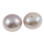 Perles nacres de culture d'eau douce demi percées , perle d'eau douce cultivée, dôme, naturel, semi-foré, violet clair, Niveau AA, 13-14mm, Trou:Environ 0.8mm, 10pairescouple/sac, Vendu par sac