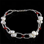 Freshwater Cultured Pearl Bracelet Crystal with Freshwater Pearl & Glass Seed Beads iron screw clasp Crystal 5-6mm Sold Per 7.5 Inch Strand