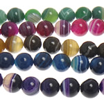Naturliga Lace agat pärlor, spets agat, Rund, rand, blandade färger, 14mm, Hål:Ca 1.5mm, Längd Ca 15 inch, 5Strands/Lot, Säljs av Lot