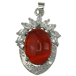 Cats Eye Pendants Zinc Alloy with Red Agate & Glass platinum color plated nickel lead & cadmium free Approx Sold By PC