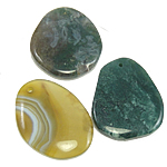 Agat smycken Häng, Blandad agat, blandad, 44-50mm, Hål:Ca 2.5mm, 30PC/Bag, Säljs av Bag