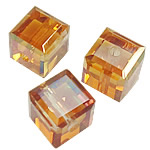 CRYSTALLIZED™ kristalli helmiä, Kuutio, kasvot, Crystal Copper, 4x4x4mm, Reikä:N. 0.6mm, 288PC/laatikko, Myymät laatikko