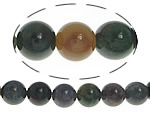 Naturlige indiske agat perler, Indiske Agate, Runde, 10mm, Hole:Ca. 1-1.2mm, Længde Ca. 15 inch, 10Strands/Lot, Ca. 38pc'er/Strand, Solgt af Lot
