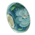 Lampwork European Beads, Rondelle, cupronickel single core without troll, 16x8mm, Hole:Approx 4mm, Sold By PC