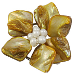 Cierre de Caja de Nácar, con perlas cultivadas nucleadas de agua dulce & metal, Flor, 3-aro, 48x20mm, agujero:aproximado 1.5mm, Vendido por UD