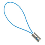 Colgante Móvil, cordón de nylon, con metal, chapado en color de platina, azul, libre de níquel, plomo & cadmio, 0.80mm, longitud aproximado 1.96 Inch, 1000Strandsfilamento/Grupo, Vendido por Grupo