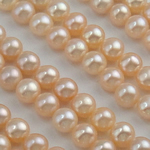 Perles nacres de culture d'eau douce demi percées , perle d'eau douce cultivée, Rond, naturel, semi-foré, rose, 6.5-7mm, Trou:Environ 0.5mm, 56pairescouple/lot, Vendu par lot