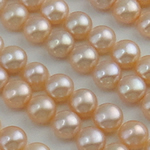 Perles nacres de culture d'eau douce demi percées , perle d'eau douce cultivée, Rond, naturel, semi-foré, rose, 7-7.5mm, Trou:Environ 0.5mm, 48pairescouple/lot, Vendu par lot