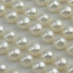 Pola bušenih Kulturan Slatkovodni Pearl perle, Krug, prirodan, bijel, 7-7.5mm, Rupa:Približno 0.5mm, 48Parovi/Lot, Prodano By Lot