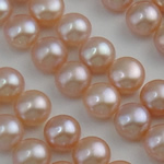Hälften Borrade odlad sötvattenspärla pärlor, Freshwater Pearl, Rund, naturlig, Halvborrade, rosa, 8-8.5mm, Hål:Ca 0.5mm, 33Pairs/Lot, Säljs av Lot