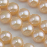 Perles nacres de culture d'eau douce demi percées , perle d'eau douce cultivée, Rond, naturel, semi-foré, rose, 9.5-10mm, Trou:Environ 0.5mm, 27pairescouple/lot, Vendu par lot