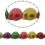 Turkoosi Helmet, Synteettinen Turkoosi, Kallo, sekavärit, 10x8mm, Reikä:N. 1mm, N. 41PC/Strand, Myyty Per N. 15 tuuma Strand