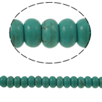Χάντρες Turquoise, Συνθετικό Τυρκουάζ, Rondelle, πράσινος, 6x2mm, Τρύπα:Περίπου 1mm, Περίπου 110PCs/Strand, Sold Per Περίπου 15 inch Strand