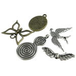 Zinklegering sieraden onderdelen, Zinc Alloy, gemengd & Imitatie Antieke, nikkel, lood en cadmium vrij, 6-87mm, Gat:Ca 1-6mm, Verkocht door Bag