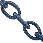 Łańcuchy z tworzywa sztucznego, Plastik, Owal, owalne łańcucha, ciemnoniebieski, 8x12x2mm, długość około 36 cal, 20nici/wiele, sprzedane przez wiele