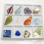 Colgantes de Cristal de Murano, color mixto, 35-39mm, agujero:aproximado 5.5-12mm, 12PCs/Caja, Vendido por Caja