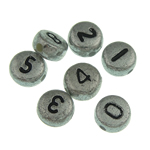 Perles acrylique alphabet, mélangé, 7x4mm, Trou:Environ 1.5mm, Environ 3500PC/sac, Vendu par sac