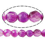 Natürliche Rosa Achat Perlen, rund, facettierte, 4mm, Bohrung:ca. 0.8-1mm, Länge ca. 15 ZollInch, 5SträngeStrang/Menge, verkauft von Menge
