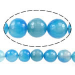 Perle Agate bleue naturelle, Rond, facettes, bleu, 14mm, Trou:Environ 1.5-2mm, Longueur Environ 15 pouce, 5Strandstoron/lot, Vendu par lot