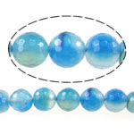 Perle Agate bleue naturelle, Rond, facettes, bleu, 12mm, Trou:Environ 1.3mm, Longueur Environ 15.5 pouce, 5Strandstoron/lot, Vendu par lot