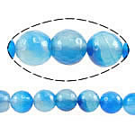 Perle Agate bleue naturelle, Rond, facettes, bleu, 8mm, Trou:Environ 1mm, Longueur Environ 15 pouce, 5Strandstoron/lot, Vendu par lot