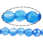 Natürliche blaue Achat Perlen, Blauer Achat, rund, facettierte, blau, 4mm, Bohrung:ca. 0.9mm, Länge ca. 15 ZollInch, 5SträngeStrang/Menge, verkauft von Menge