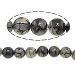 Naturlig Drage Veins Agate perler, Runde, sort, 12mm, Hole:Ca. 1.2mm, Længde Ca. 15.5 inch, 10Strands/Lot, Solgt af Lot